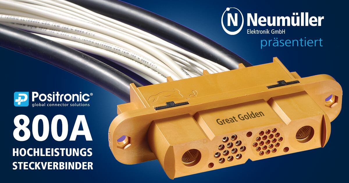 Great Golden - freely configurable 800A high performance connector from Positronic
