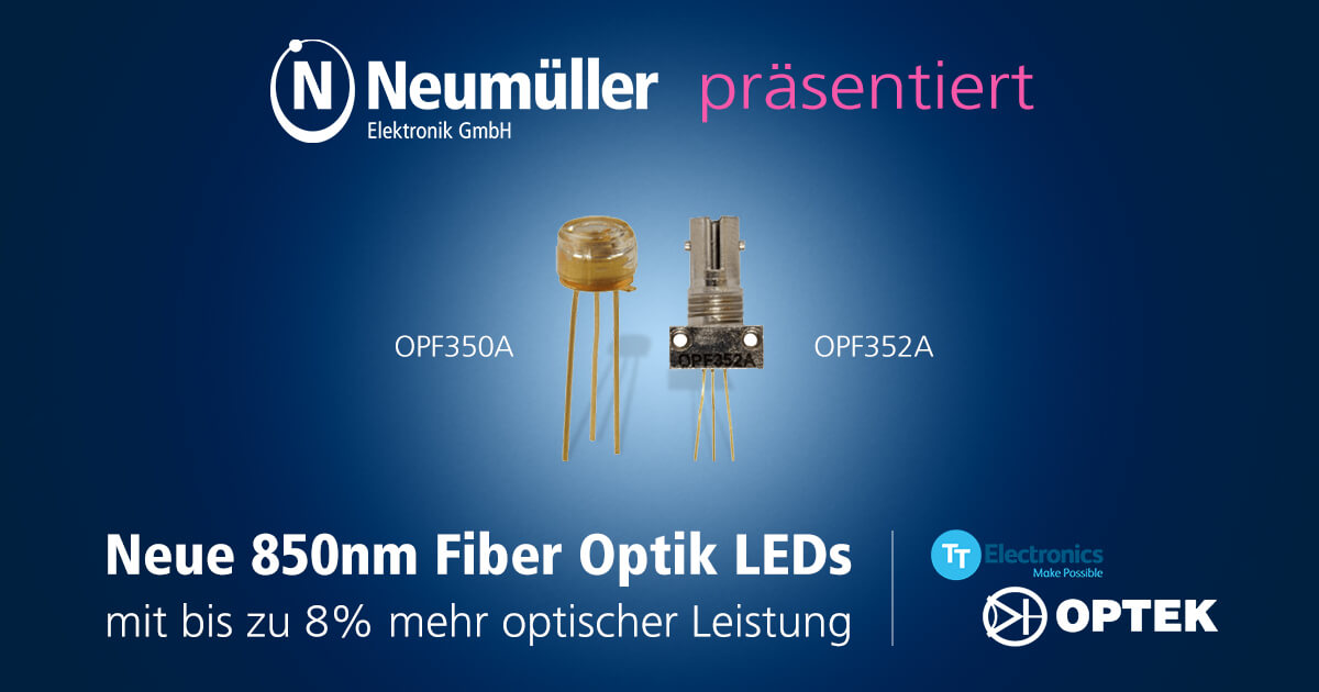 New 850nm fiber optic LEDs with up to 8 percent more optical performance 