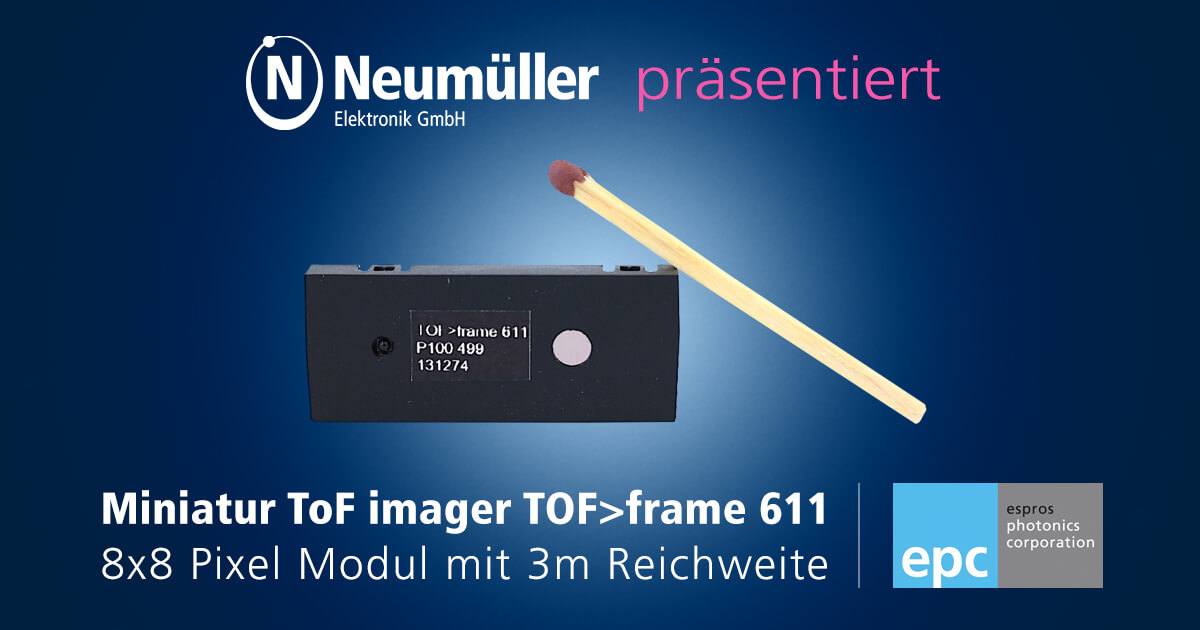 Miniature ToF imager TOF frame 611 with improved performance