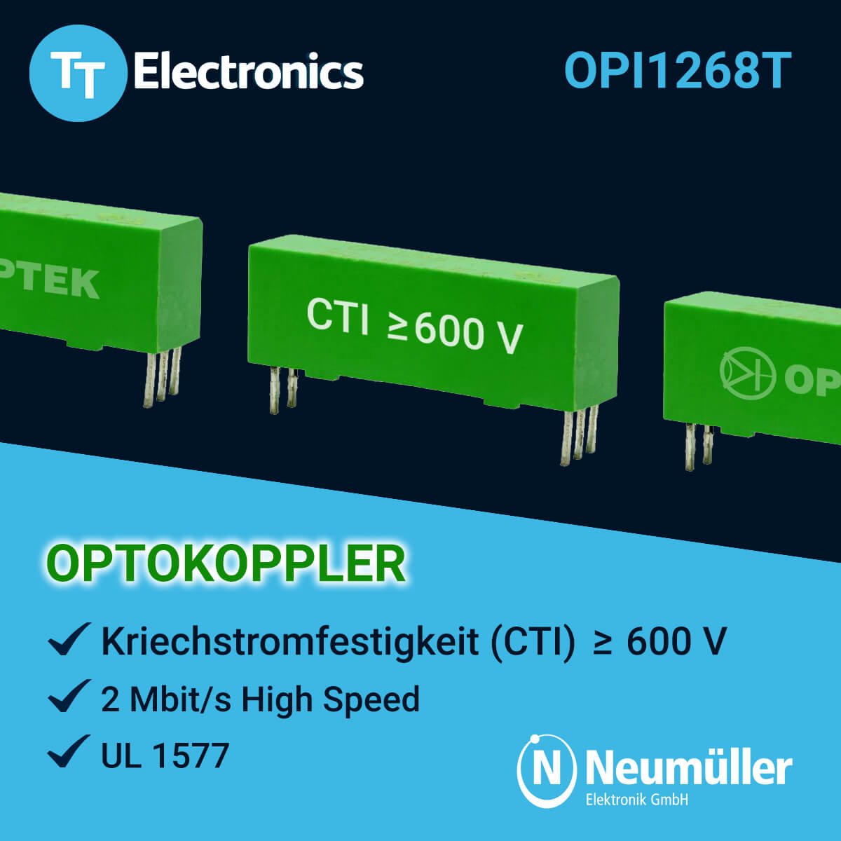 OPI1268T: High Speed High Voltage Optocoupler with Isolation Group I
