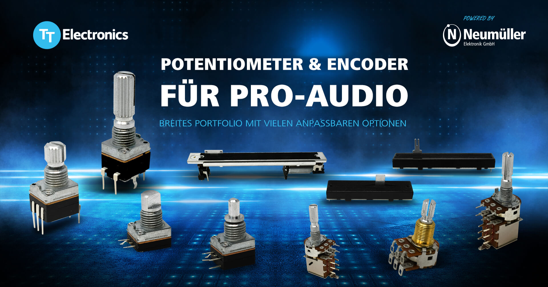 Potentiometer und Encoder für professionelle Audiotechnik