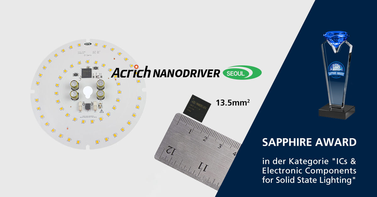 Acrich NanoDriver Serie gewinnt Sapphire Award