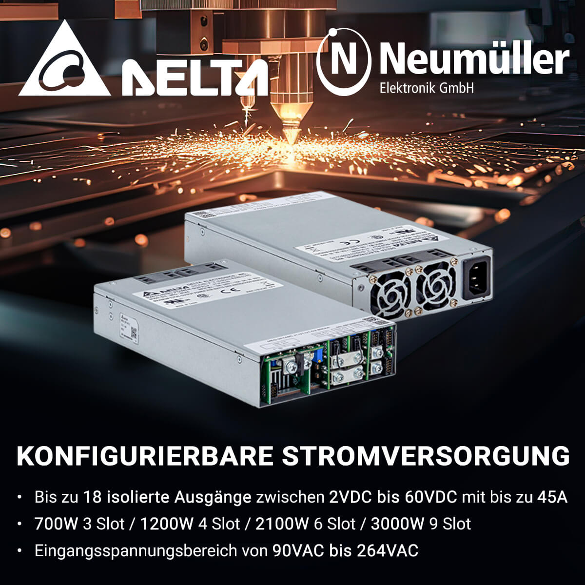 Konfigurierbare Stromversorgungen bis 3000W mit variabler Ausgangsspannung