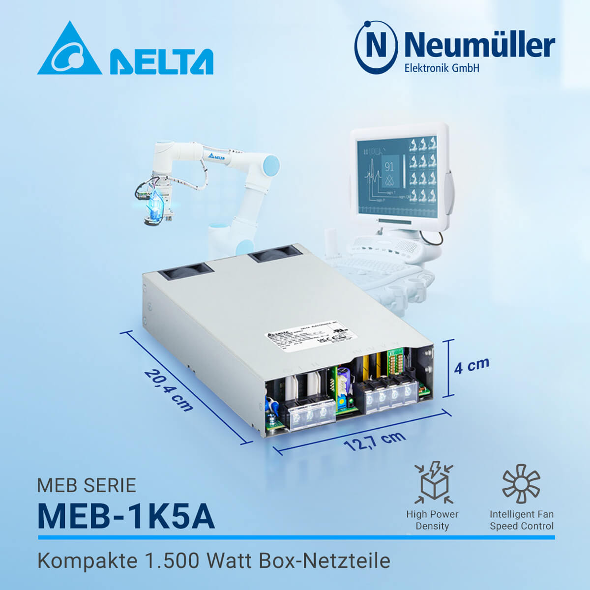 MEB-1K5A – 1500 Watt Netzteile für Medizin und Industrie