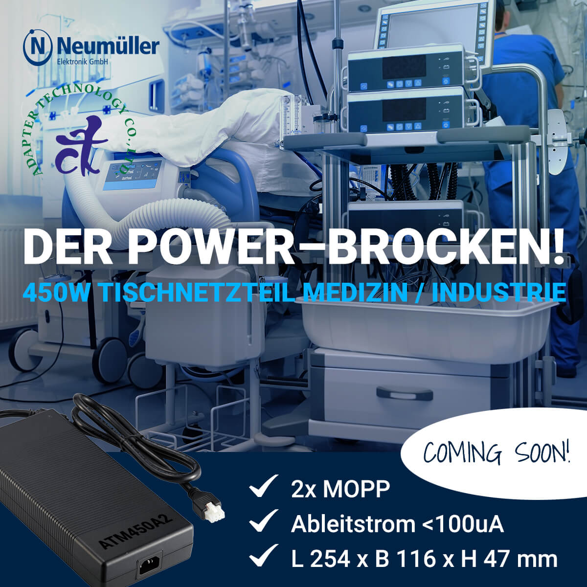 The power hunk: 450W desktop power supply for medicine and industry