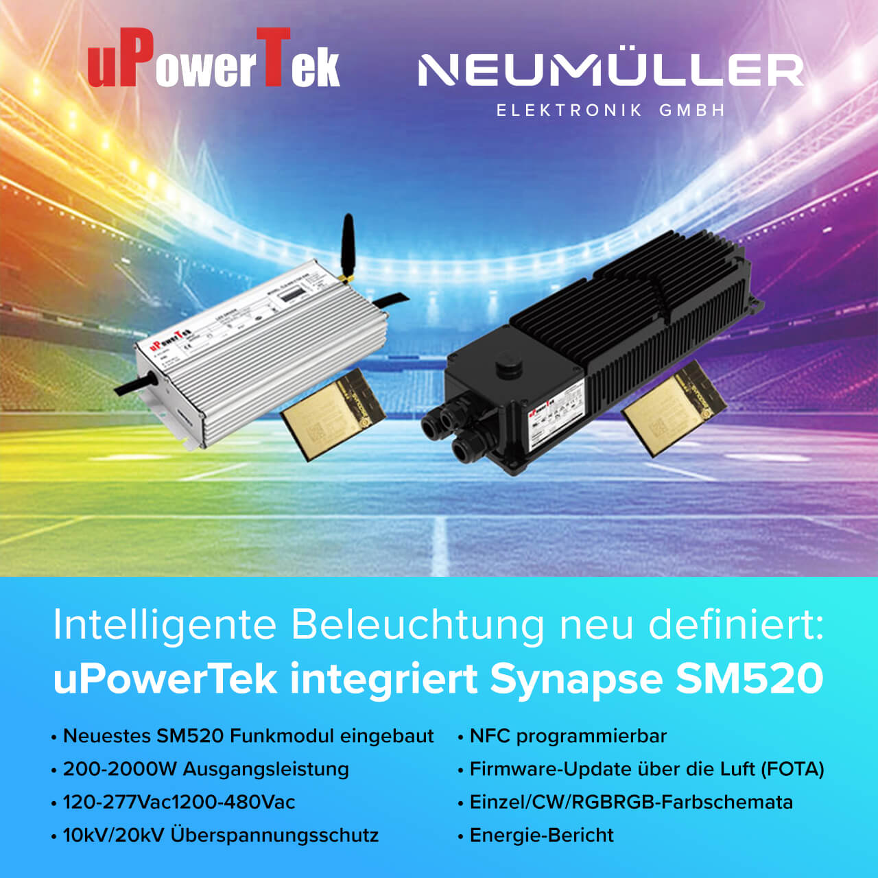 Intelligent lighting redefined: uPowerTek integrates Synapse SM520
