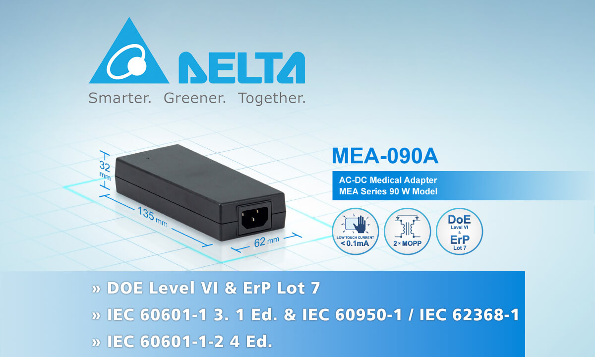 MEA-090A from Delta - new compact desktop power supply with 90W power for medical applications