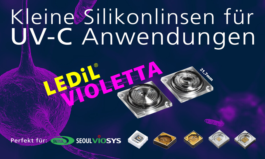 Small silicone lenses for UV-C applications